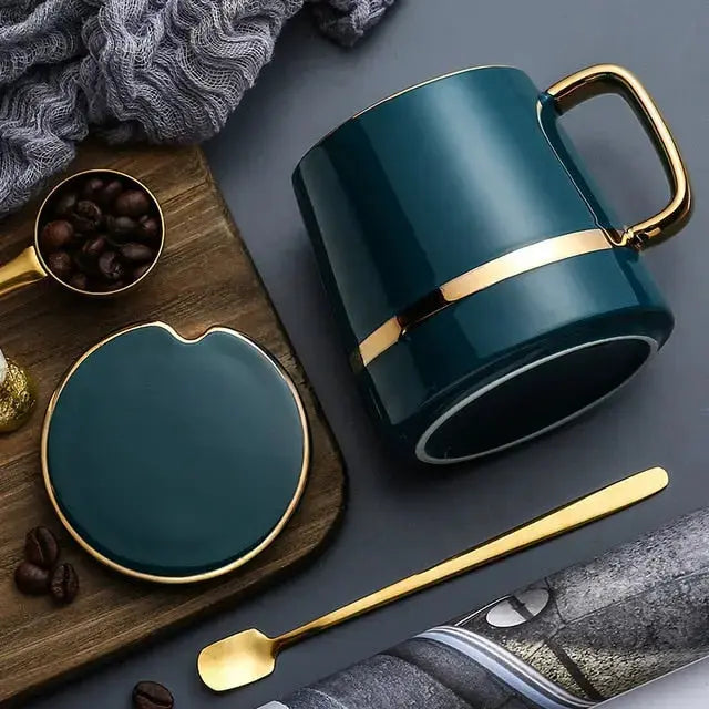 Elegant Golden Ceramic Cup