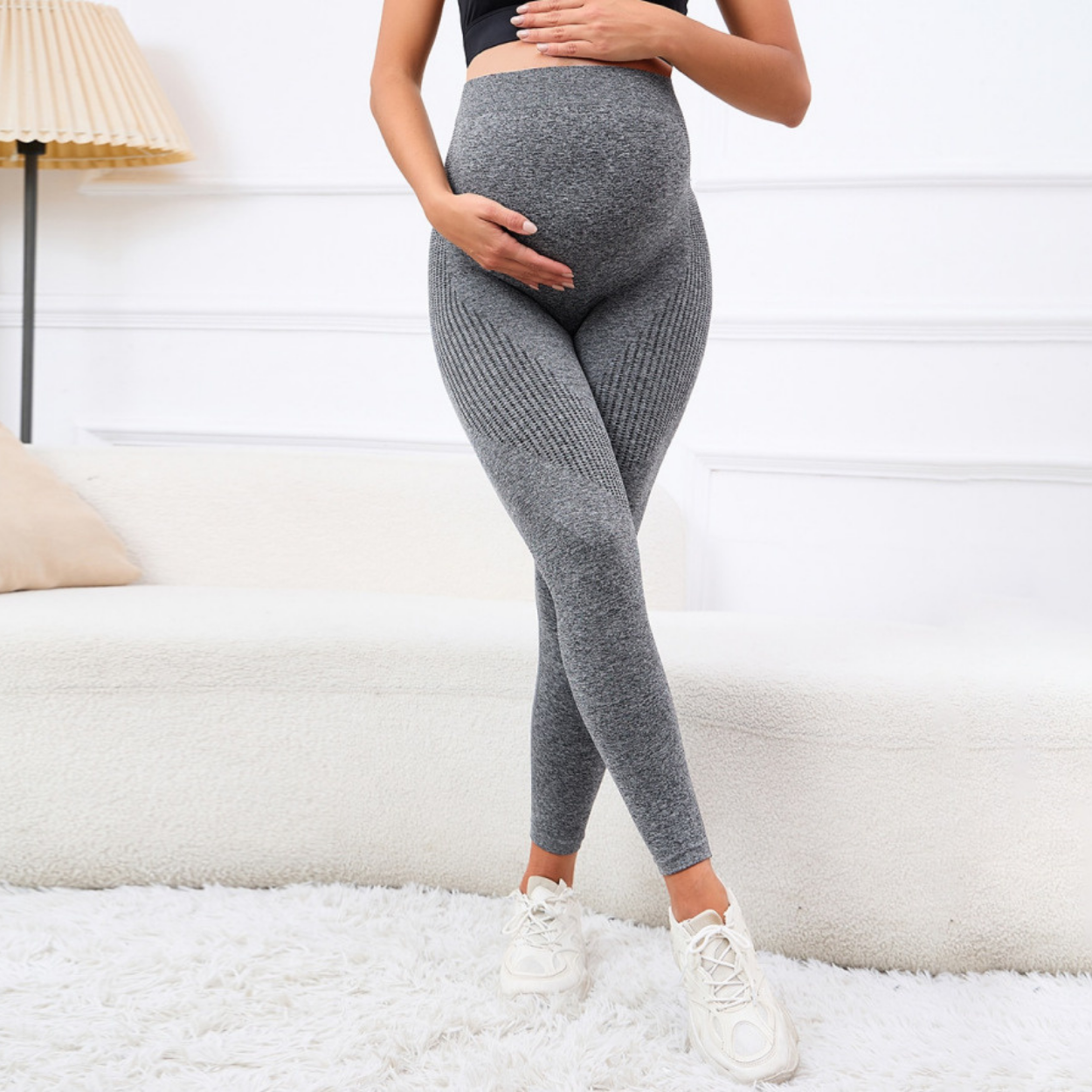 Elastic Maternity Leggings with Abdominal Support and Slimming Effect