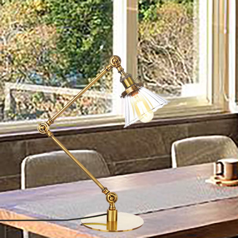 Elegant Table Lamp in Clear Conical Glass