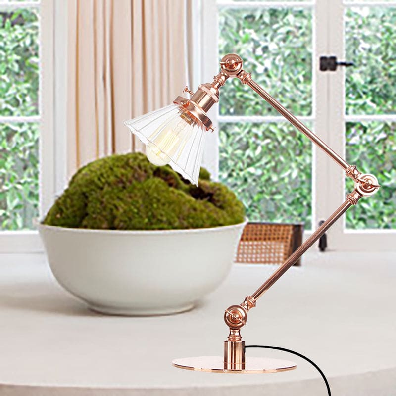 Elegant Table Lamp in Clear Conical Glass