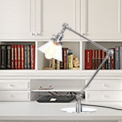 Elegant Table Lamp in Clear Conical Glass