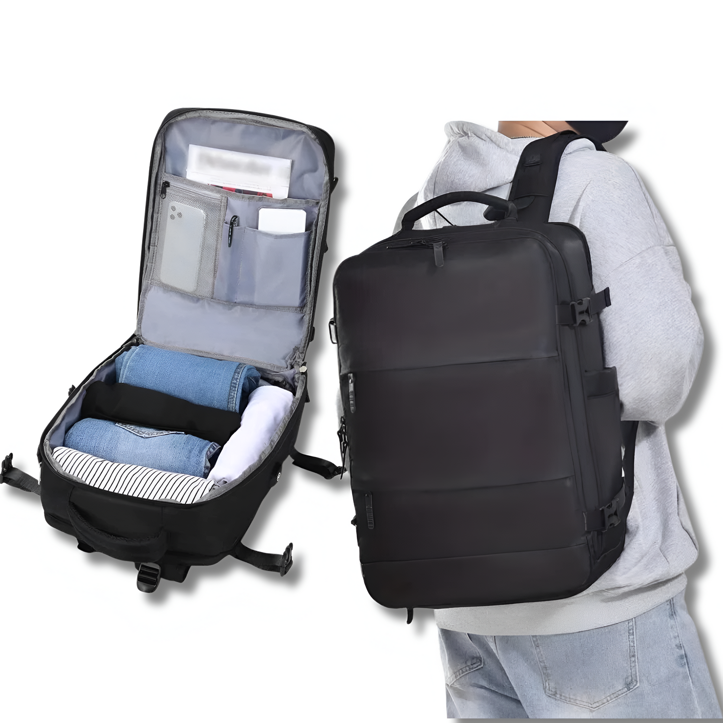 Practical travel bag with built-in USB socket