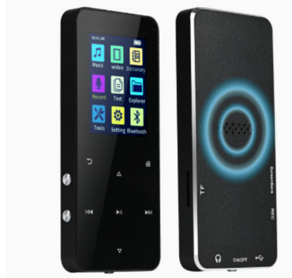 Bluetooth MP3 Player with 2.4-Inch HD Screen, FM Radio, and Built-in Speaker