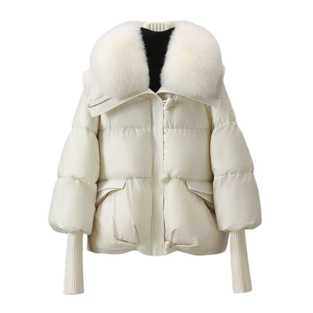 Short Winter Parka with Fur-Lined Hood