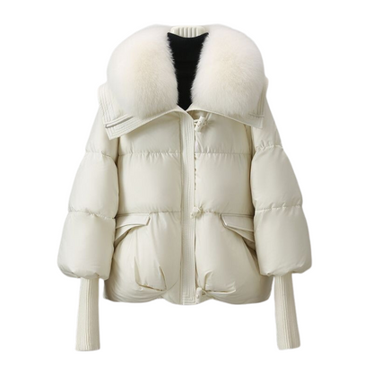 Short Winter Parka with Fur-Lined Hood