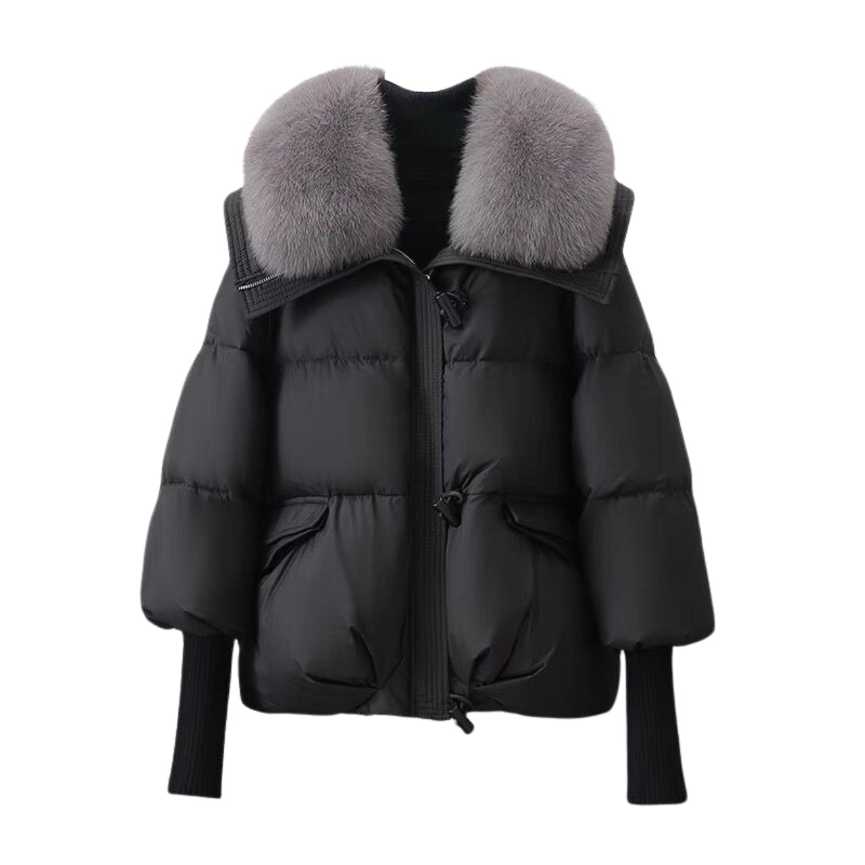 Short Winter Parka with Fur-Lined Hood