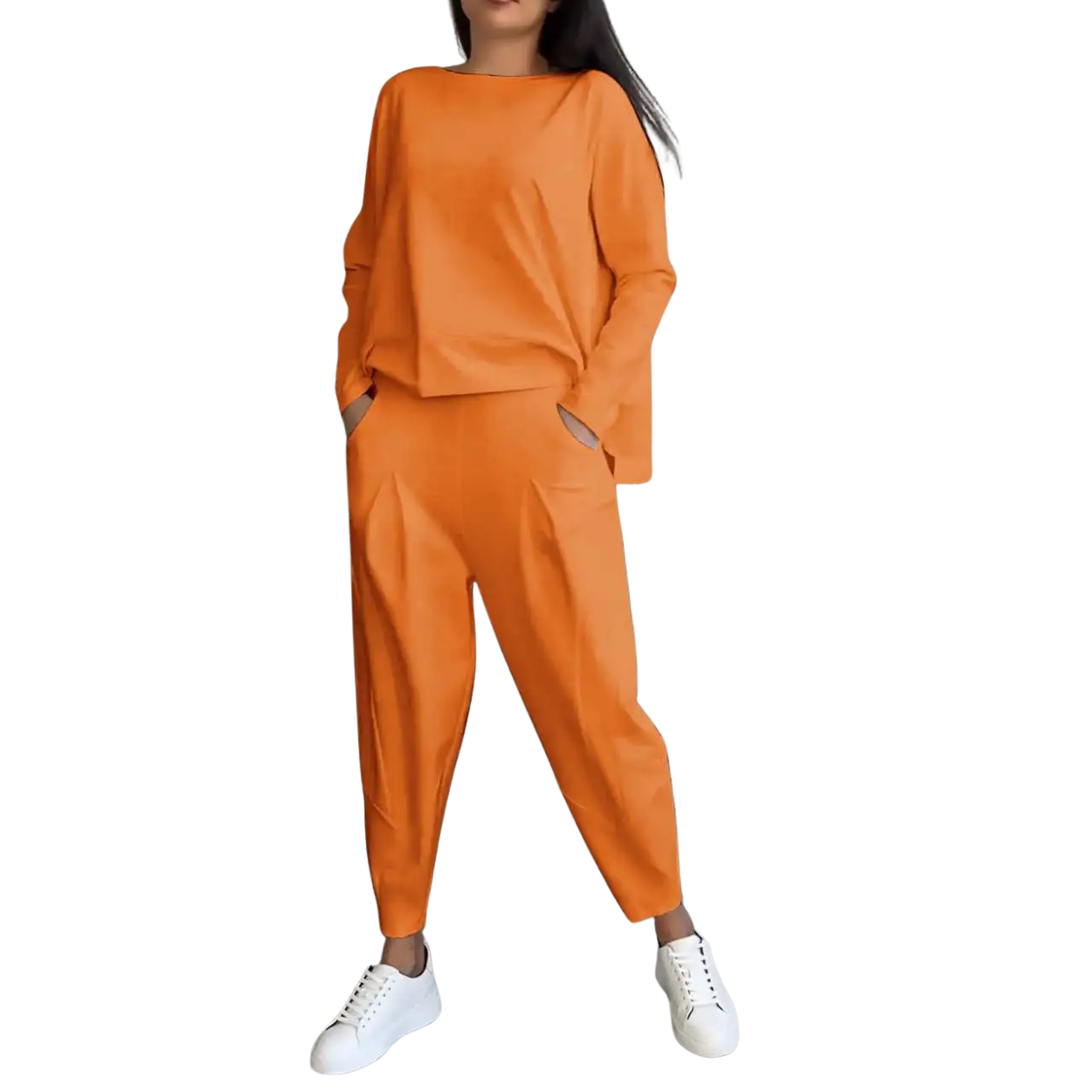 Casual Women's 2-Piece Set Sweatshirt and High-Waisted Pants