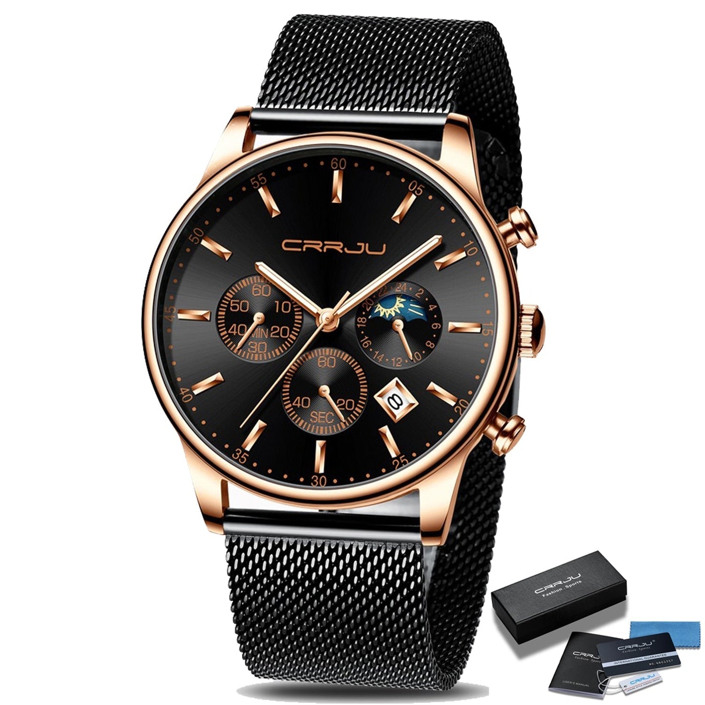 Men's metal strap sports watch
