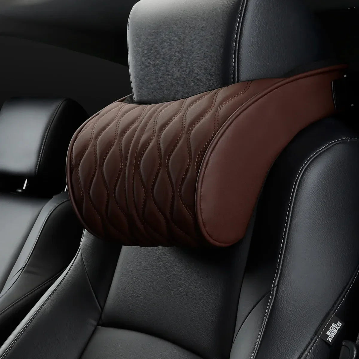 Comfortable faux leather car neck pillow