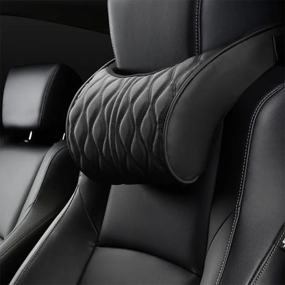 Comfortable faux leather car neck pillow