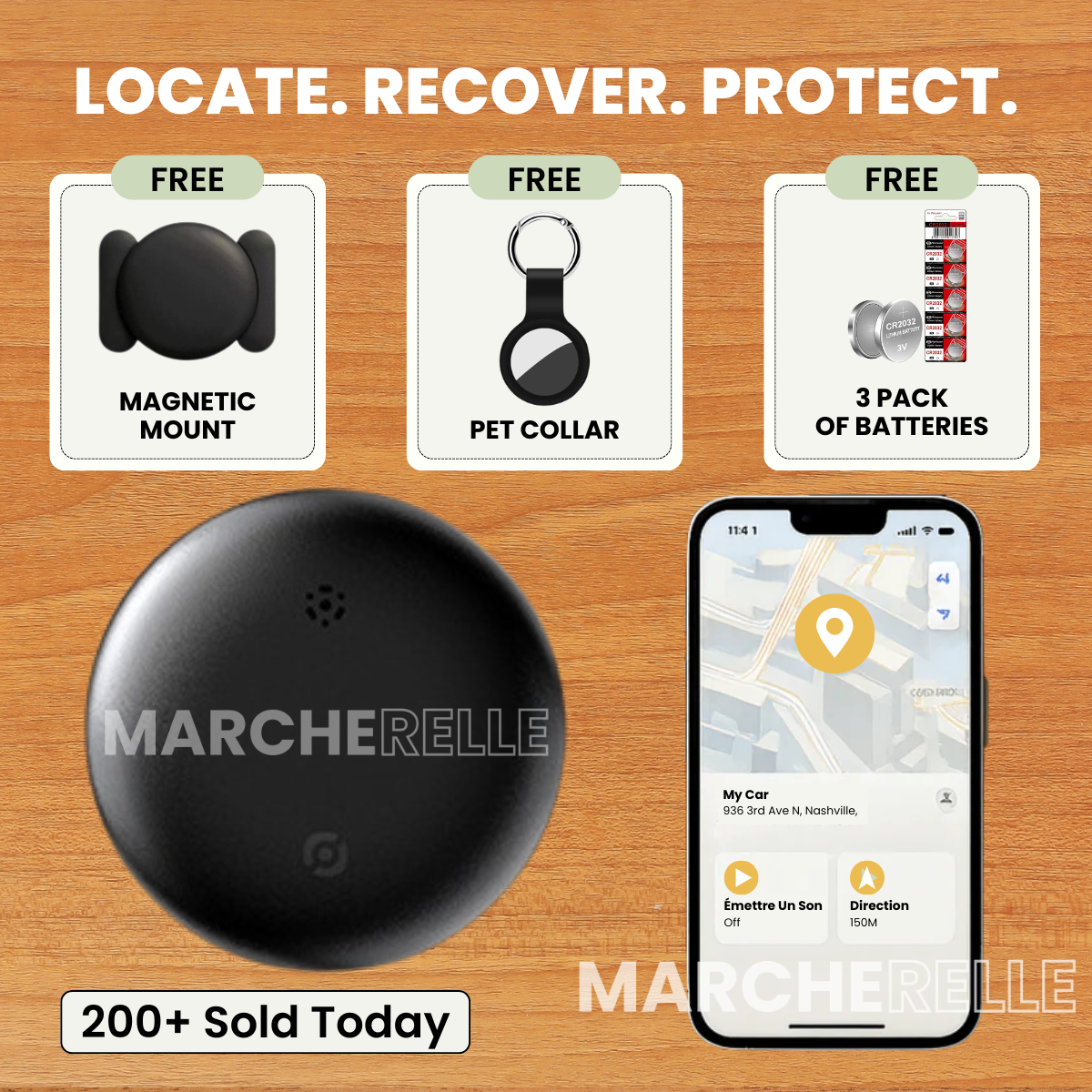 Marcherelle - GPS Tracker No Subscription Required | Compatible with Android & iOS