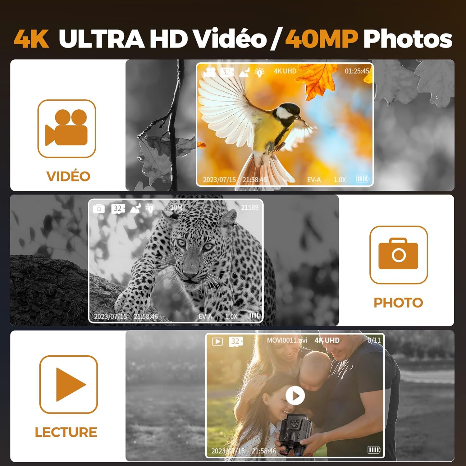 Marcherelle™ | Caméra 4K Etanche - Zoom 8X et Batterie 5000 mAh