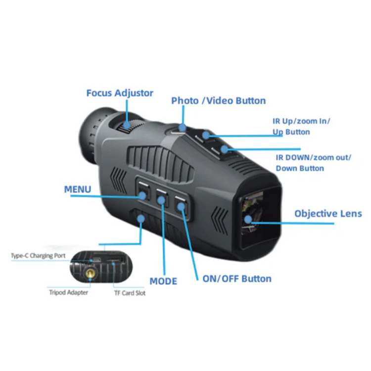 Marcherelle™ – Monoculaire de Vision Nocturne IR 850 nm avec Zoom Numérique 5x