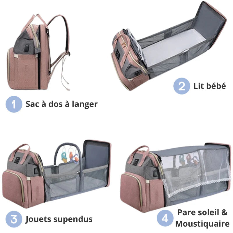 Marcherelle™ – Sac à Langer 3 en 1 avec Lit Bébé Intégré