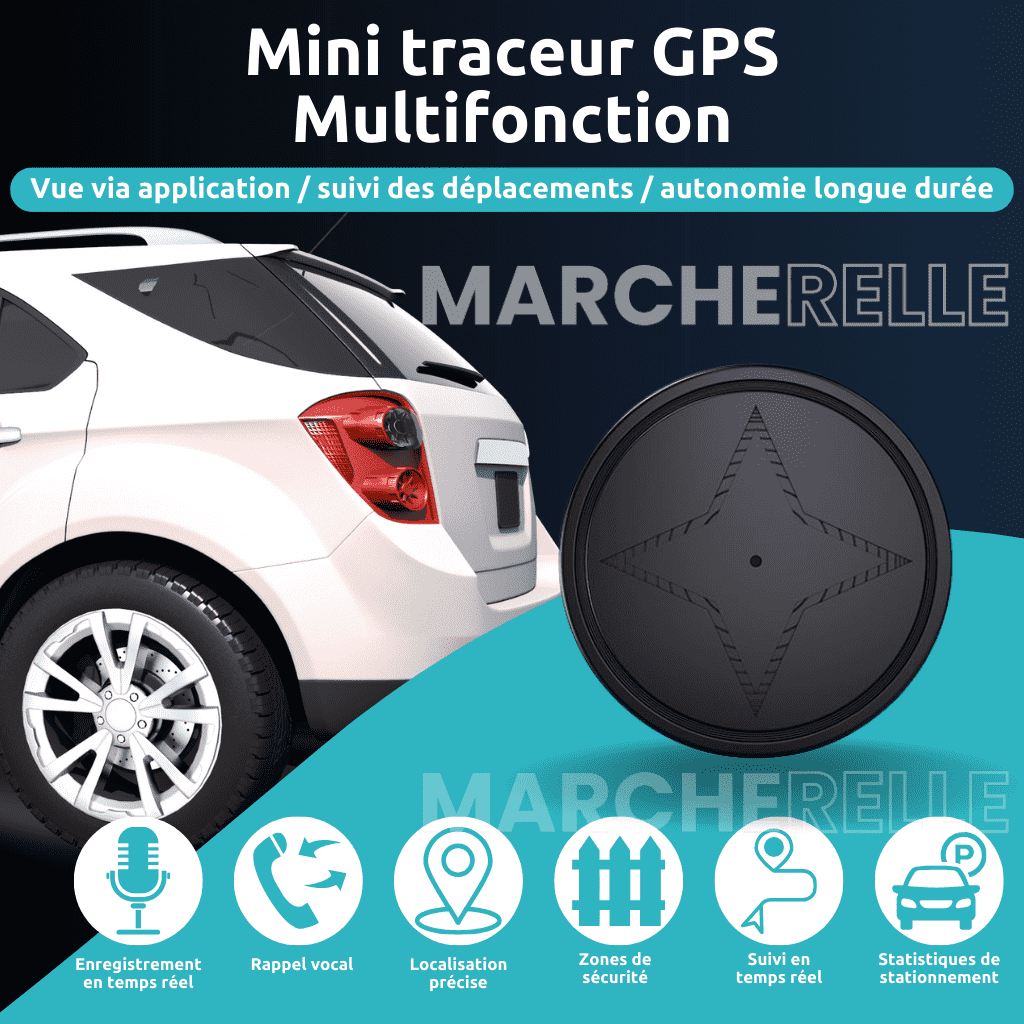 Marcherelle™ – Traceur GPS Voiture Sans Abonnement, Localisation Précise
