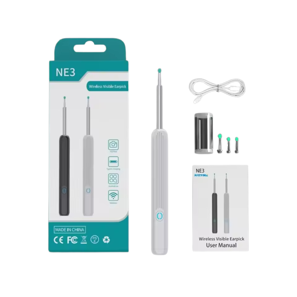 Rechargeable Otoscope with LED Screen for Precise Ear Cleaning