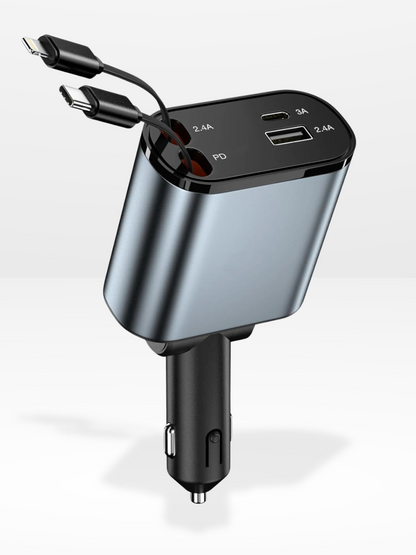 4-Port Fast and Retractable Car Charger
