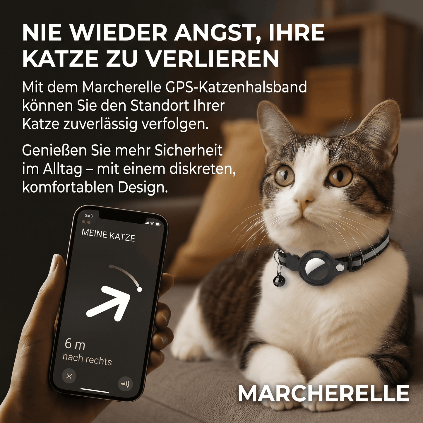 Macherelle™ – GPS Collar for Cats No Subscription | Compatible with iOS & Android